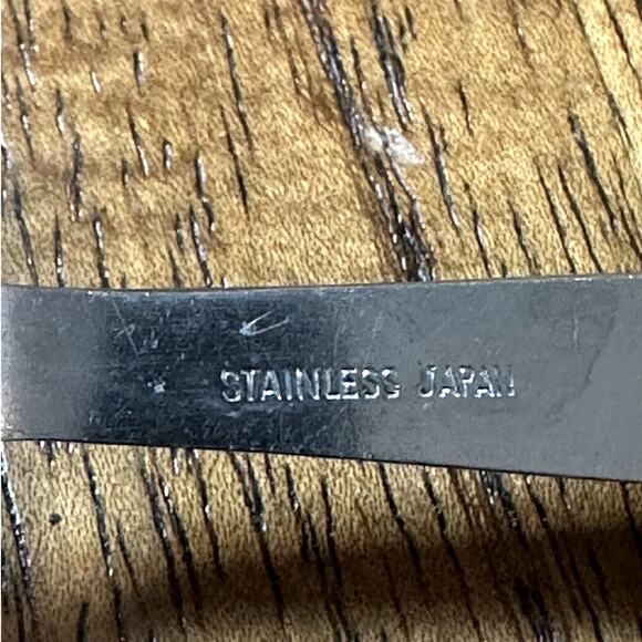 Vintage 60"s Stainless Steel Wooden Handles Salad Serving Set Made In Japan - Picture 4 of 6